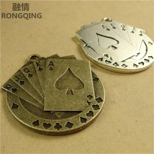 RONGQING 10pcs/pack Jewelry Poker Charm for Bracelet Necklace Jewelry DIY Making Accessories