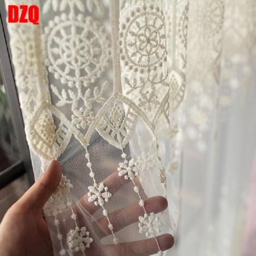 Luxury European Custom Made Embroidered Tulle Curtains For Living Room Solid Balcony Voile Curtain Drapes For Bedroom