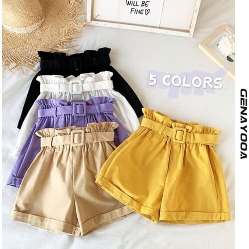 Genayooa High Waist Shorts Women 2021 Summer Korean Candy Short Feminino Ladies Casual Elastic Waist Mini Women Shorts