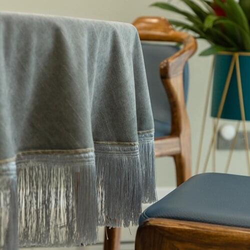 Table Cloth for Wedding Decoration Gray Plain Dyed Table Cover with Tassel Round Shape High Quality Banquet nappe de table