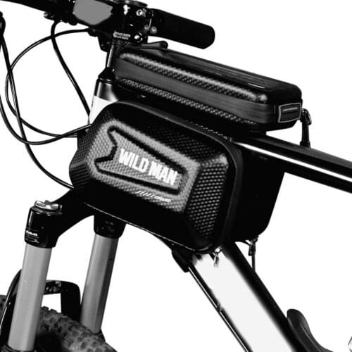 WILD MAN-E6 1L Bicycle Bag Top Tube Bag Waterproof Hard Shell Front Beam Storage Pouch Mountain Bike Bag