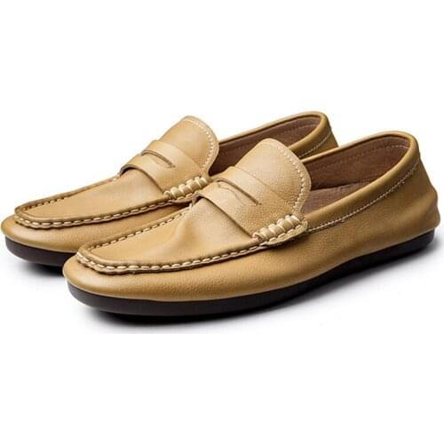 Leisure Man Shoes Soft Genuine Leather High End Slip On Loafers Mens' Summer Outdoor Casual Shoes Boy