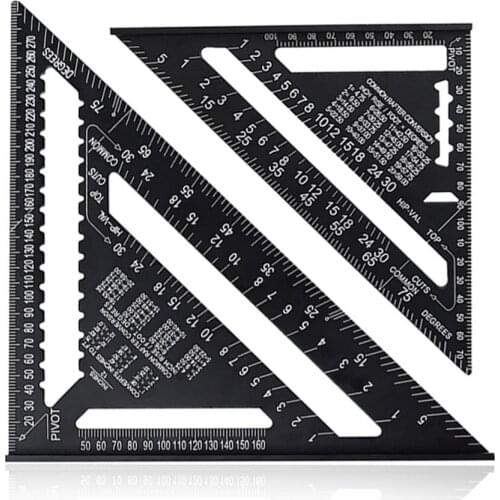 Angle Ruler Metric Aluminum Alloy Triangular Measuring Ruler Woodwork Speed Square Laser scale Triangle Angle Protractor