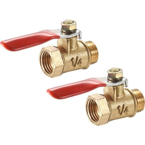 Uxcell Brass Air Ball Valve Shut Off Switch G1/4 Male to Female Pipe Coupler 2Pcs