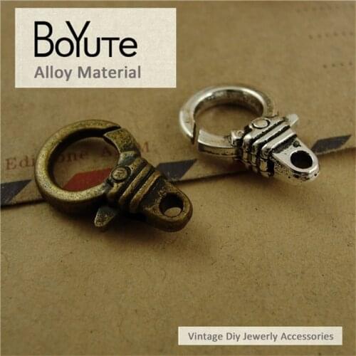 BoYuTe (40 Pieces/Lot) 12*19MM Antique Bronze Silver Plated Lobster Clasp Diy Jewelry Findings Clasp for Necklace Accessories