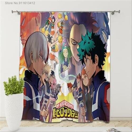 Blackout Curtains My Hero Academia Thermal Insulated Darkening Window Drapes for Kids Bedroom Cute Anime Animal Boys Girls Room