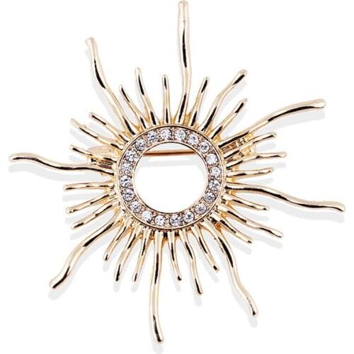 Sun Shaped Brooches For Women Femme Scarf Clip Pins Cool Weeding Coat Cardigan Fine Broche Hijab Pins Scarf Buckles corsage