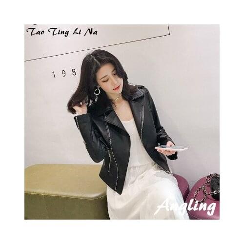 2020 Women Spring Genuine Real Sheep Leather Jacket R2