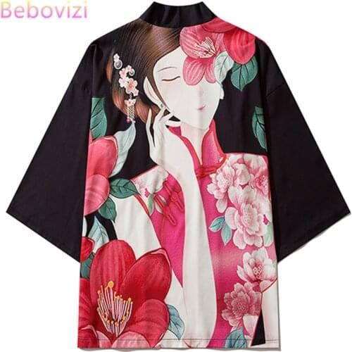 Vintage Flowers Yukata Female Summer Beach Robe Clothes 2021 Japanese Geisha Kimono Cardigan Cosplay Shirt Blouse for Women