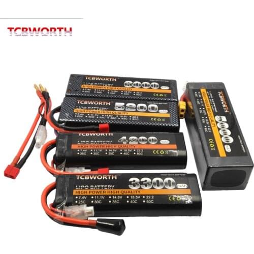 Hard Case 2S 7.4V 4S 14.8V 3300 4200 5000 5200 6000mAh RC LiPo Battery For RC Car Truck Monsters Traxxas 1/10 1/12