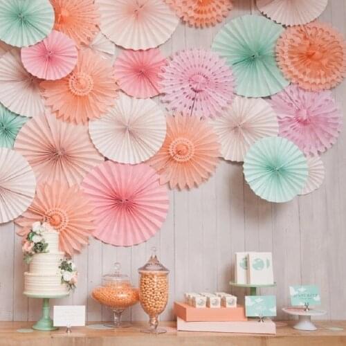 1pcs Tissue Paper Cut-out Paper Fans Pinwheels Hanging Flower Paper Crafts for Showers Wedding Birthday Party Festival 20-30cm