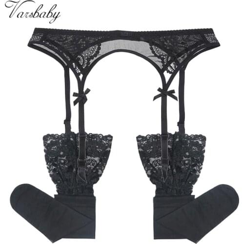 Varsbaby new womens sexy fashion lace underwear garter belt + stockings 2 pcs/lots