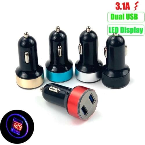 3.1A Dual USB Car Charger LED Display For Peugeot 107 108 206 207 208 301 307 308 407 408 508 2008 3008 4008 5008 Exalt
