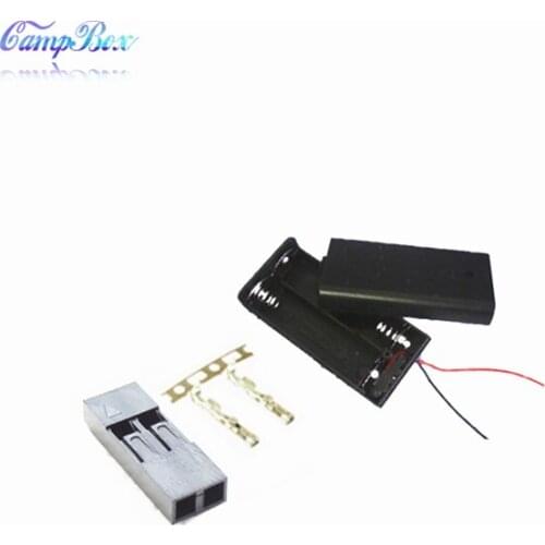 50Pcs 2xAA Battery Case Holder Socket Wire Junction Boxes With Wires, Switch&Cover, Dupont 2.54mm 2P Header and Crimps