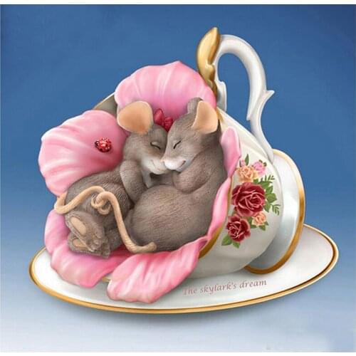 Full Square Round Drill 5D Diy Diamond Painting beautiful dream Cup mouse lover 5D Embroidery Cross Stitch Home DecorZP-2930