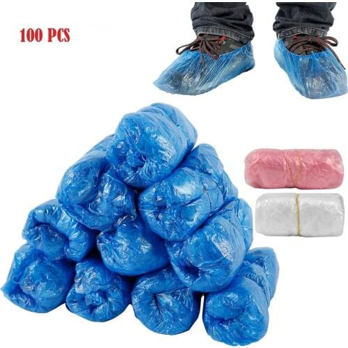 100PCS Blue Plastic Disposable Shoe Covers Outdoor Rainy Day Carpet Cleaning Shoe Cover Cleaning Overshoes Protective DRopshiper