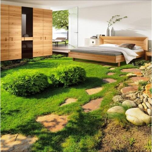 Beibehang Large custom flooring green fresh plants small grass bedroom living room 3D stereo floor tiles floor wallpaper-3d