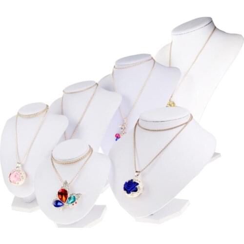 White Wooden Necklace Display Bust Stand Mannequin - Jewelry Holder for Necklaces Chain, Choker, Pendant