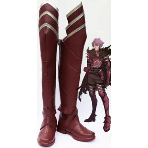 Fire Emblem Echoes Deen Cosplay Boots Shoes Red Long Boots Party Cosplay Show Boots Custom Made for Adult Men Shoes