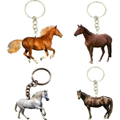 Horses Acrylic 4pcs/set Keychains Cute Key on Backpack for Best Friends Boyfriend Gift Keyring Animal Charms Anime Keychain 2021