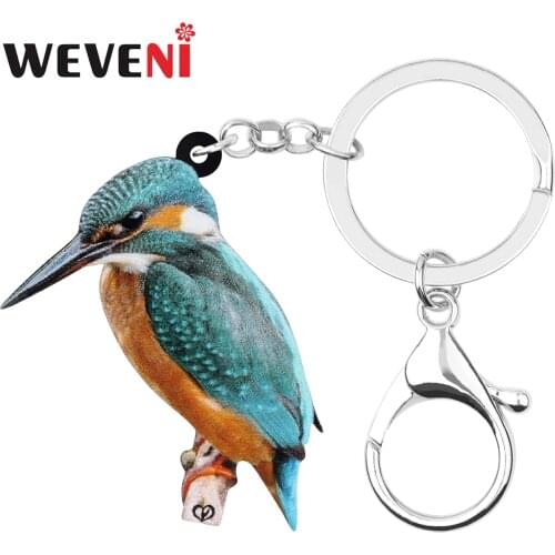WEVENI Acrylic Sweet kingfisher Keychains Lovely Animal Bird Key Chain Key Ring Jewelry For Women Kids Teens Classic Gift Charms