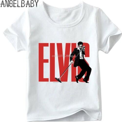 Children Elvis Presley King of Rock Print T shirt Boys and Girls Summer White Tops Kids Fashion Casual T-shirt,ooo473