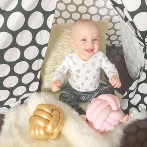 Baby Pillow Calm Sleep Dolls Stuffed Kid Adult Bedroom Decoration Warm Nordic Style Pillow Cushion Velvet Ball Knot Pillow