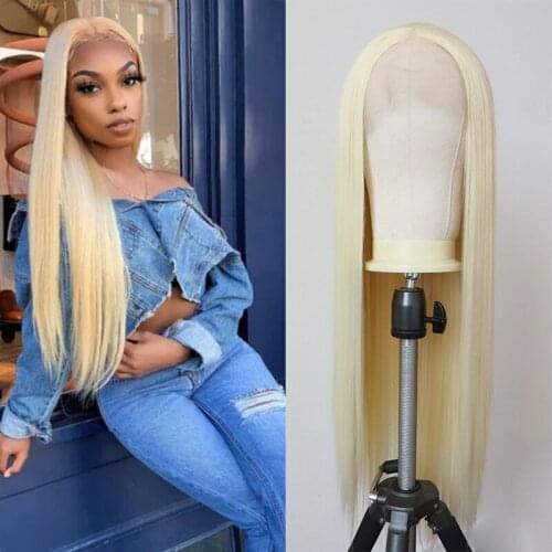 Long Blonde Synthetic Lace Front Wigs for Women Heat Resistant Fiber Hair 613 Straight Synthetic Frontal Wig
