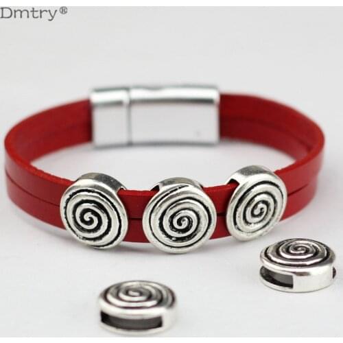 Dmtry 10pcs Fashion Jewelry Parts Clasp Bracelet Findings Leather Spacers Use With 10*2.5mm Flat Leather Making DIY BB0007