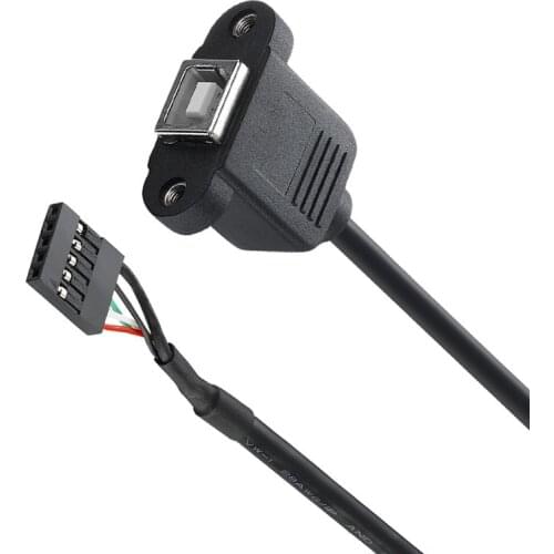 USB 2.0 B Type Female socket Printer Panel Mount to Pitch 2.0mm 5pin Housing PCB Motherboard Dupont Cable 25cm 50cm