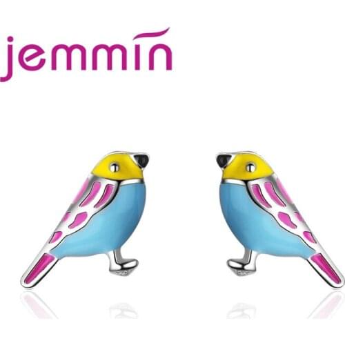 Exquisite Hot Sale Animal Bird Multi-colored Sweet Romantic Style Woman Girls Favorite 925 Sterling Silver Stud Earring