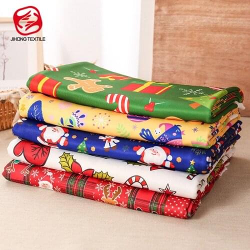 JIHONG Milk Silk Christmas Fabric for Sewing Red Plaid Snowman Printed Elastic T-shirt Clothes Clothing Material TJ3868