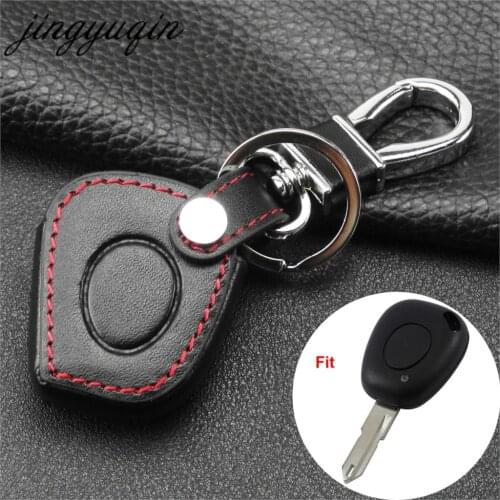 Jingyuqin 1 Button Key Leather Cover fit for Renault Megane Clio Scenic 1 BN IR Remote Case Fob Shell Holder