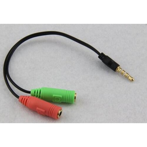 Cable Adapter Splitter 3.5mm Audio Earphone Headset Male to 2 Female Jack Headphone Mic Audio Cables 3 pole for PC 500pcs