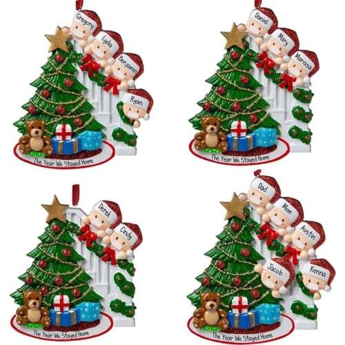 Quarantine Christmas Birthdays Personalized Hanging Ornament PVC Doll Pendants Wearing Masks And Christmas Hats