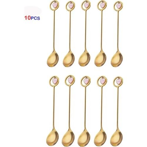 10PC Stainless steel Love Hart Coffee spoon Set Scoop shovel Creative tea-spoon Ice Cream dessert spoon Birthday Gift Tableware