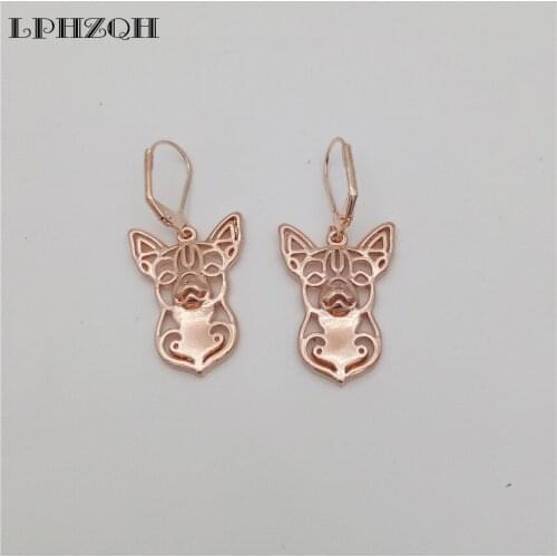LPHZQH Fashion Hollow Hippie Cute Dog Tiny Chihuahua Earings For Women Girl Lovers Jewelry Charm Christmas Birthday Unique Gift