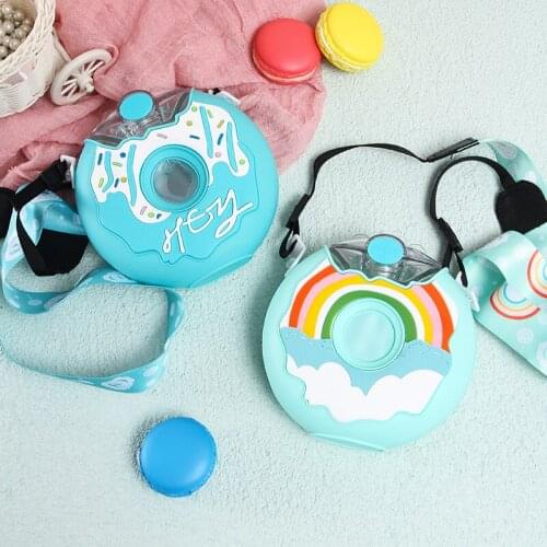 Multicolor Cute Donut Ice Cream Straw Water Bottle With Hand Rope Children Creative Drinkware Water Cup Leakproof Tritan Bottle