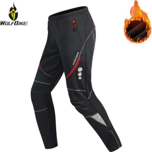 WOSAWE Thermal Fleece Winter Mens Cycling Pants Warm Cycle Riding Clothing Running Downhill Bicycle Road MTB Bike Trousers