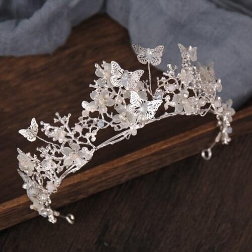 New Tiaras High-Quality Wedding Hair Accessories Rhinestone Butterfly Hair Band Bridal Crown Graduation Parade Headdress