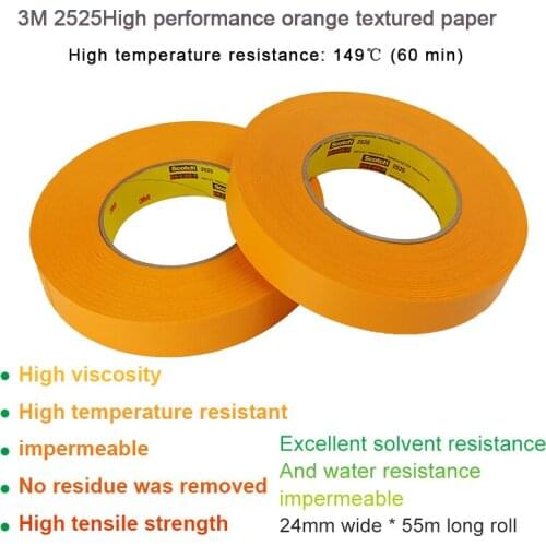 3M 2525 Orange high temperature resistant office writing without glue residue paint paper tape covering tape