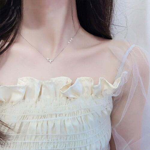925 Sterling Silver Shiny Pentagram Star Necklace CZ Zircon Pendant Creative Fashion Necklace Girl Gift Party Wedding Jewelry