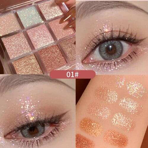 9 Colors Diamond Glitter Eyeshadow Palette Matte Eye Shadow Shimmer Pigment Make Up Set Long-lasting Cosmetics TSLM1