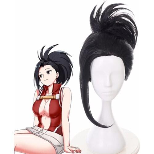 Yaoyorozu Momo Wig My Boku no Hero Academia YAOYOROZU MOMO Cosplay Costume Accessories Black Ponytail Synthetic Wigs