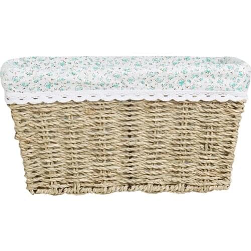 Hand-Woven Rectangular Rattan Wicker Basket Fruit Tea Snack Bread Picnic Cosmetic Storage Box Clothing Basket Kitchen Chic