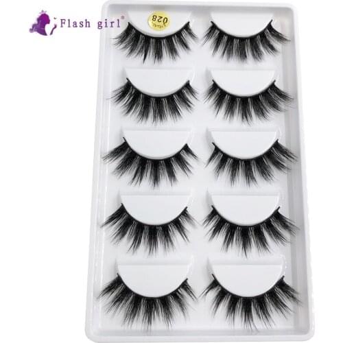 Flash Girl Luxury 3D Mink Lashes Long Lasting Mink Eyelashes Big Dramatic Volumn Eyelashes Strip Individual False Eyelash 028