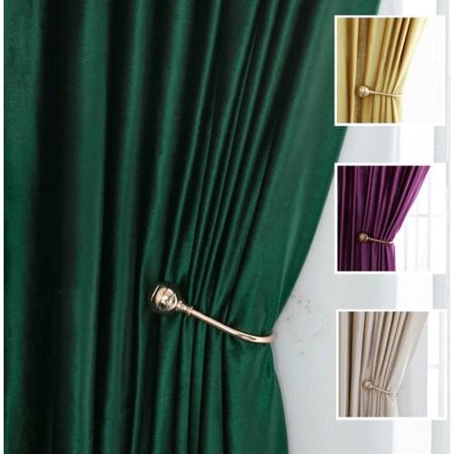 4 Colors Luxury Soft Blinds Solid Dark Green/Purple/Golden Velvet 80% Blackout Window Curtains for Living Room Bedroom Draper