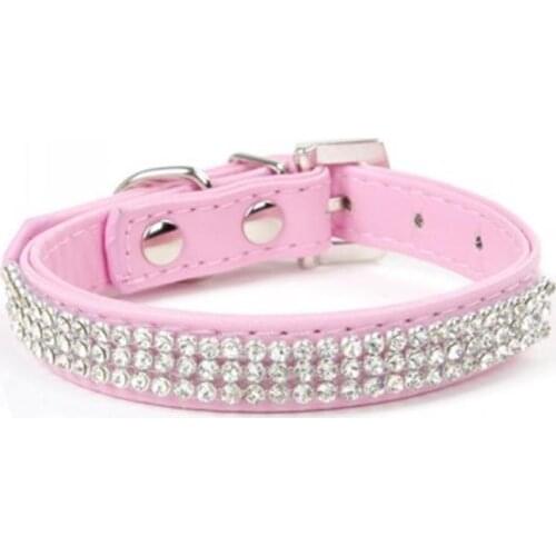 Luxury Small pet diamond Collar Pet Products Cat Dog Puppy Supplies Pink Rhinestones XS-L Bling Leather Buckle Crystal Collars