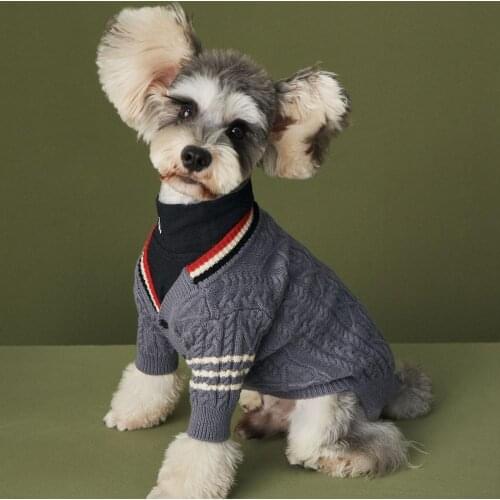 Gray Knitted Pet Dog Warm Clothes Coat Apparel Sweater Knitwear Polyester Little Animal Costume Autumn Winter New 2020 2XL