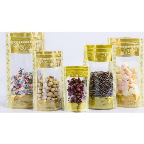 0.15mm 100PCS High-grade Three-pattern Dried Fruit Stand-up Bag Candy Snack Sealing Zipper Packaging Bag